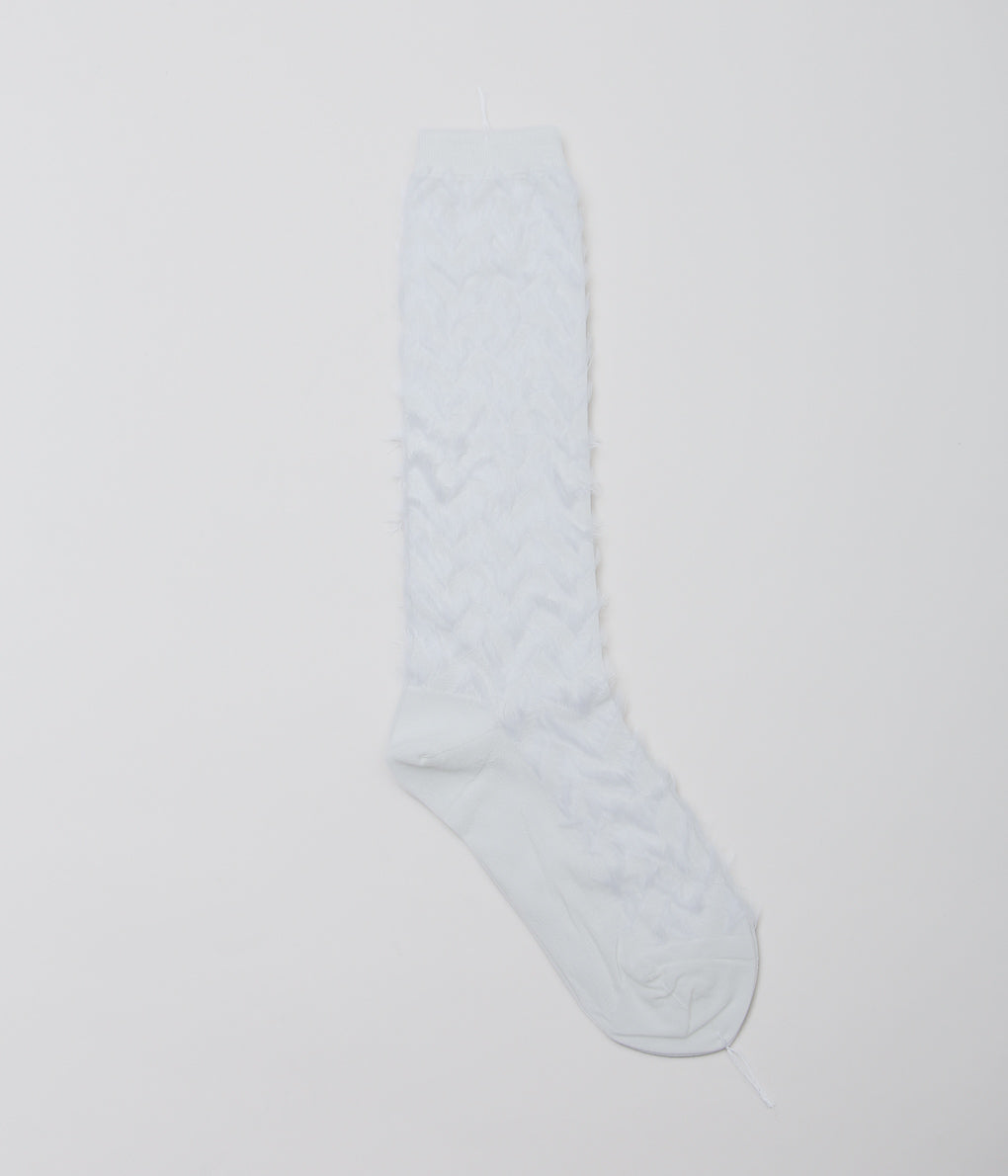 KOTA GUSHIKEN ''FLUFFY HERRINGBONE SOCKS'' (WHITE)