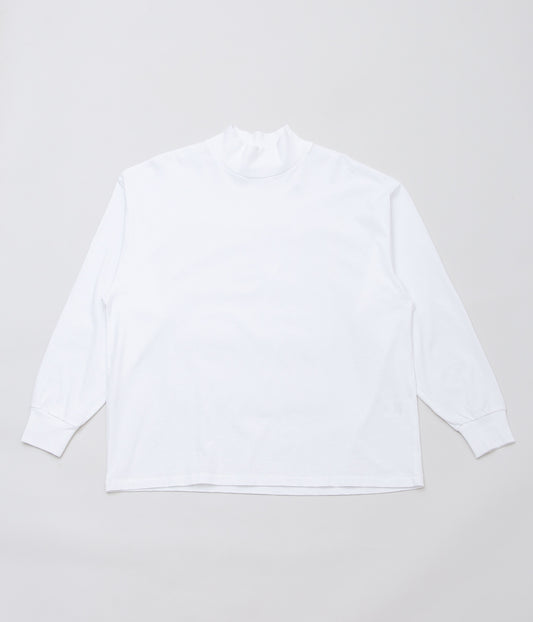 COMOLI ''Cotton jersey mock neck pullover'' (WHITE)