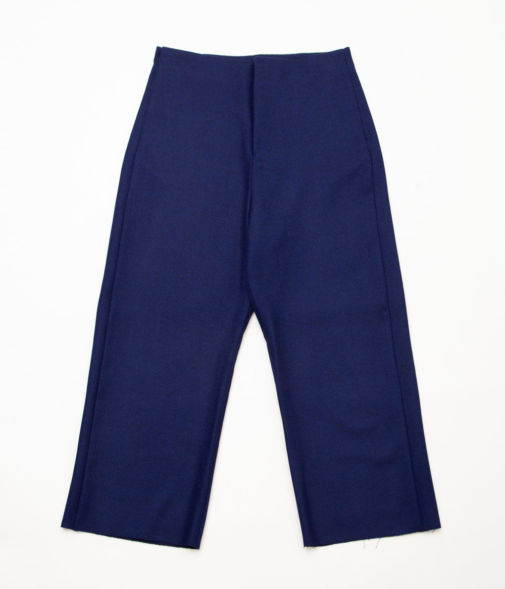 GABRIELA COLL GARMENTS ''NO.227 LORO PIANA WOOL FULL TROUSERS'' (BLUE HERRINGBONE)