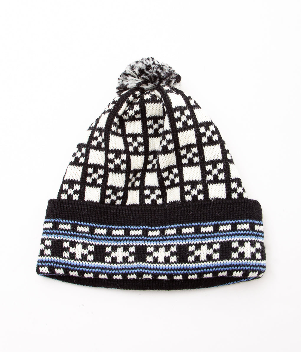 HIGHLAND2000 "VINTAGE PATTERN KNIT CAP WITH POM PATTTERN D"(BLACK/BASE)