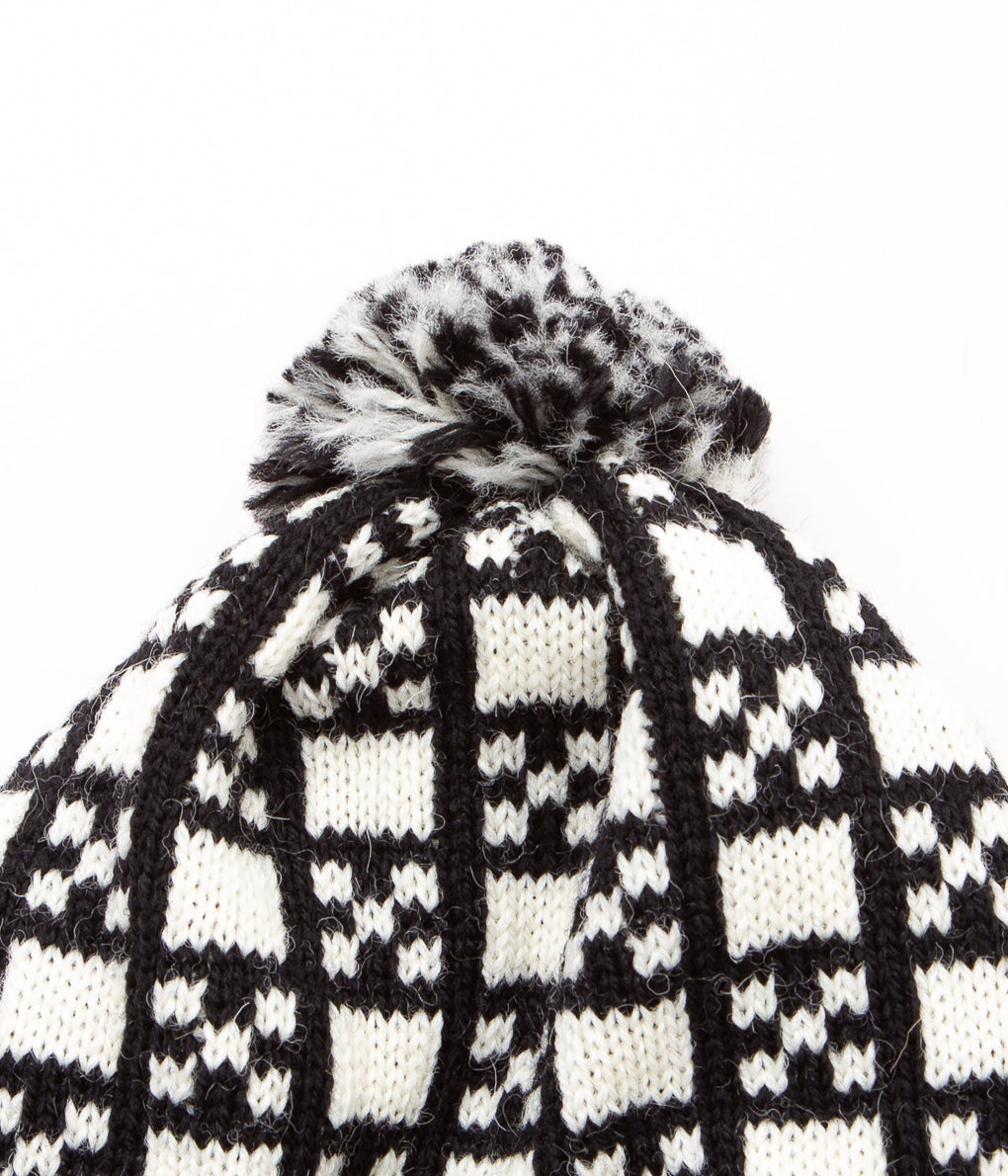 HIGHLAND2000 "VINTAGE PATTERN KNIT CAP WITH POM PATTTERN D"(BLACK/BASE)