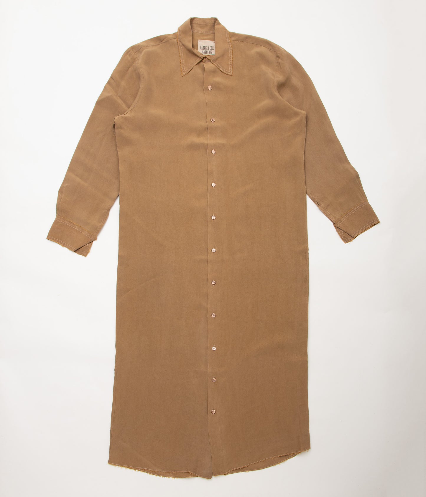 GABRIELA COLL GARMENTS ''NO.291 CUPRO LONGSLEEVE SHIRT DRESS'' (BROWN)