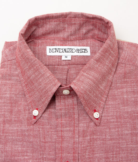 INDIVIDUALIZED SHIRTS "VINTAGE AMERICAN CLOTH 6 BUTTON FRONT SHIRT"(DEEP RED)