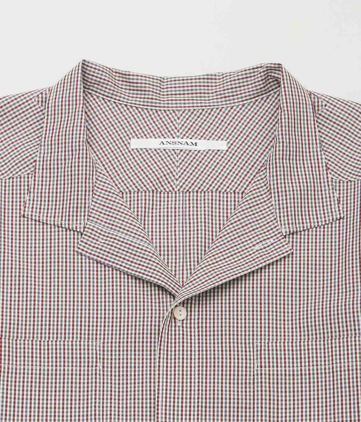 ANSNAM "EX SHIRT｜DEADSTOCK" (BURGUNDY×GREEN CHECK)