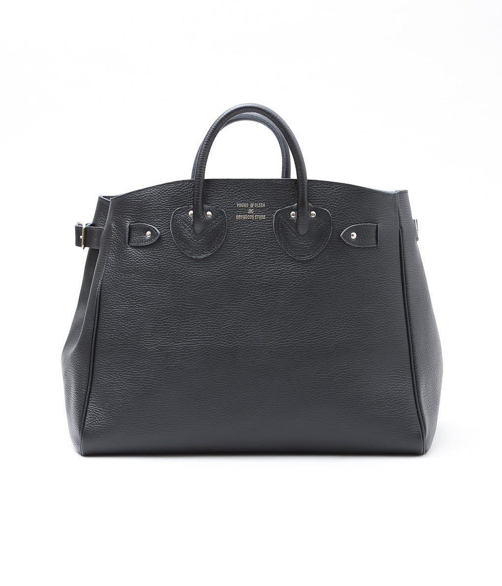 YOUNG&OLSEN THE DRYGOODS STORE ''EMBOSSED LEATHER BELTED TOTE M'' (BLACK)