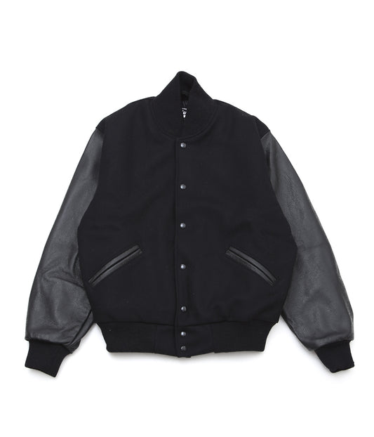 SETTLEMIER'S ''LEATHER SLEEVE VARSITY JACKET''(BLACK)