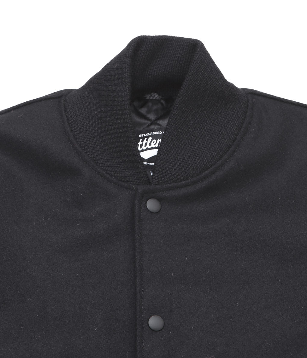 SETTLEMIER'S ''LEATHER SLEEVE VARSITY JACKET'' (BLACK)