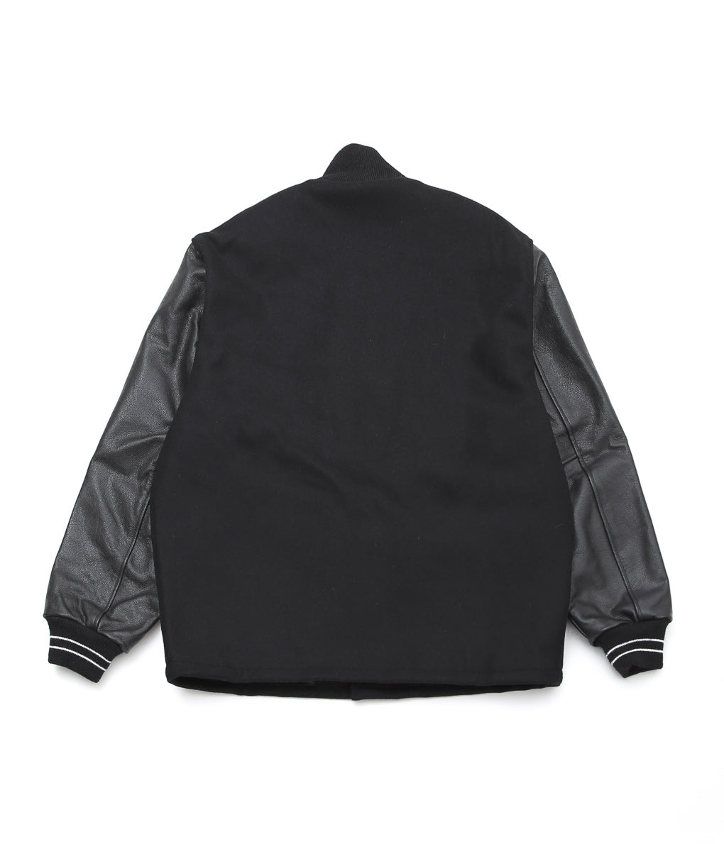 SETTLEMIER'S ''LEATHER SLEEVE VARSITY JACKET'' (BLACK)