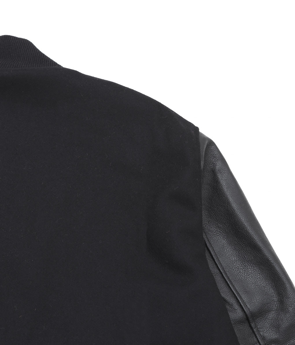 SETTLEMIER'S ''LEATHER SLEEVE VARSITY JACKET'' (BLACK)