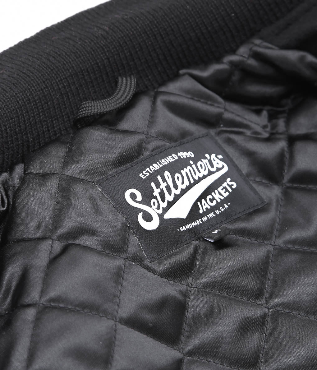 SETTLEMIER'S ''LEATHER SLEEVE VARSITY JACKET'' (BLACK)