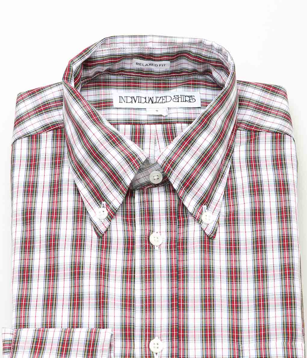 INDIVIDUALIZED SHIRTS ''HOLIDAY PLAID RELAXED FIT BUTTON DOWN SHIRTS'' (WHITE)