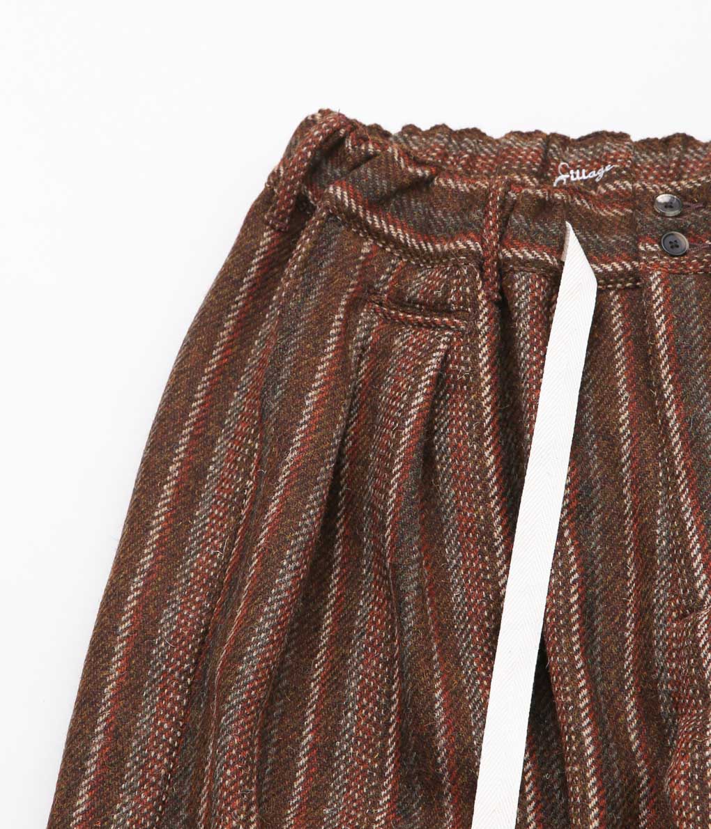 SILLAGE ''HAKAMA PANTS'' (BROWN STRIPE HARRIS TWEED)