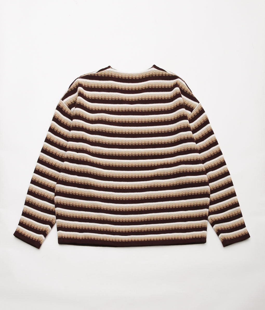 SILLAGE ''V NECK WIDE THREE D KNIT'' (BROWM MIX)