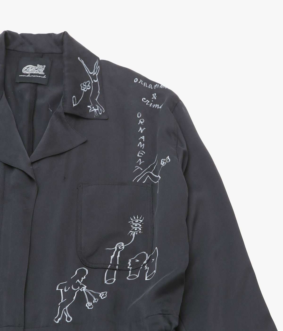 WONDEROUND ''WORKSUIT W/DRAW STRING/ O&C HAND DRAWING'' (BLACK)
