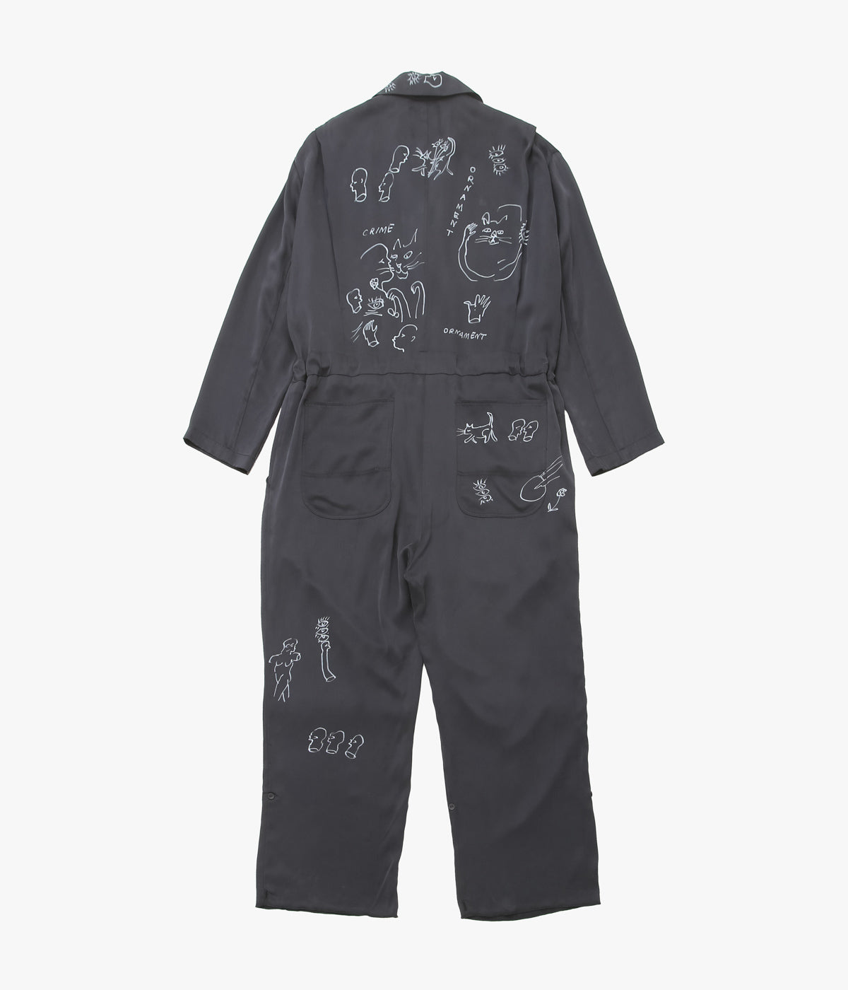 WONDEROUND ''WORKSUIT W/DRAW STRING/ O&C HAND DRAWING'' (BLACK)