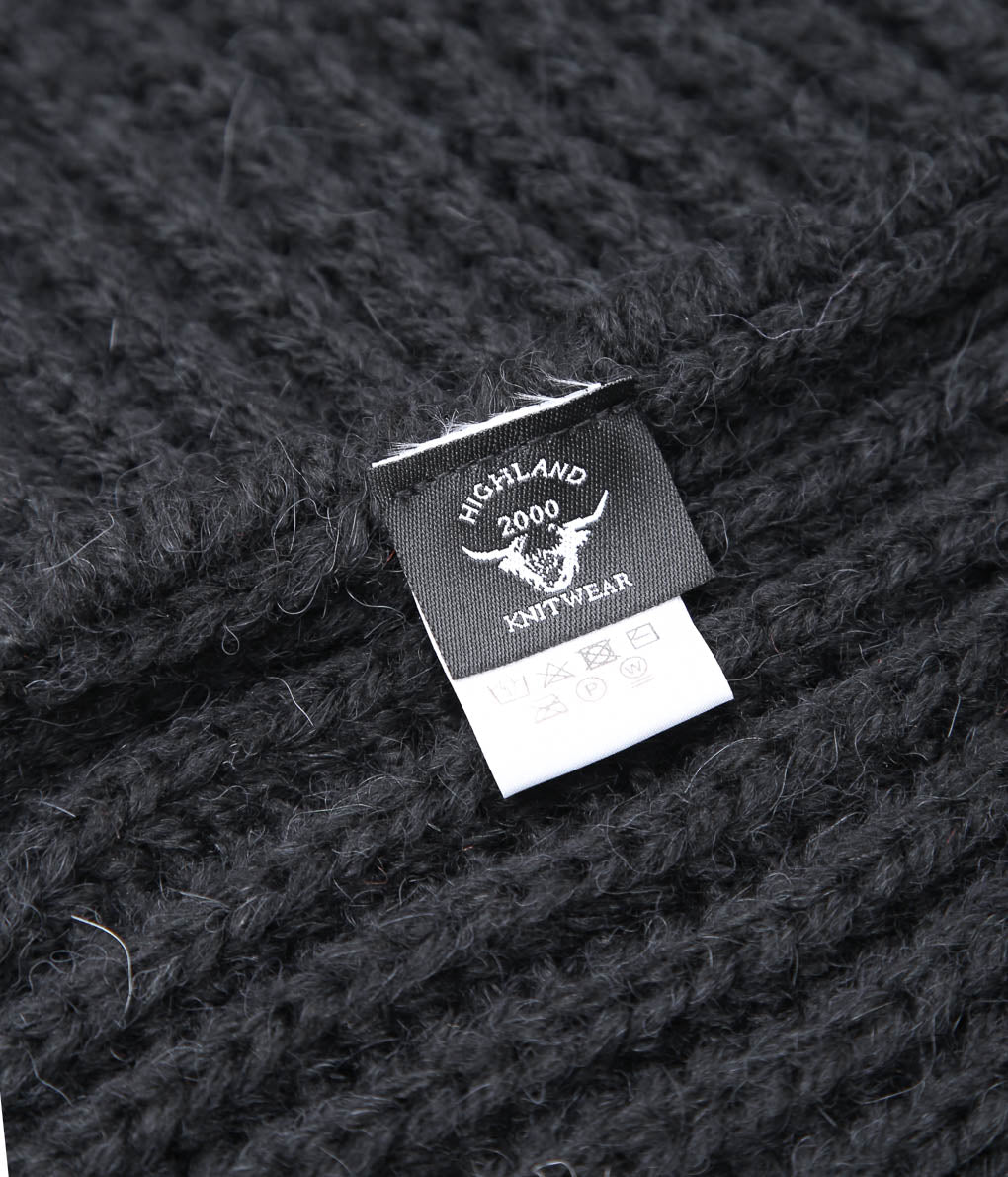 HIGHLAND2000 ''KNIT CAP & MUFF WIDE'' (BLACK / ALPACA)