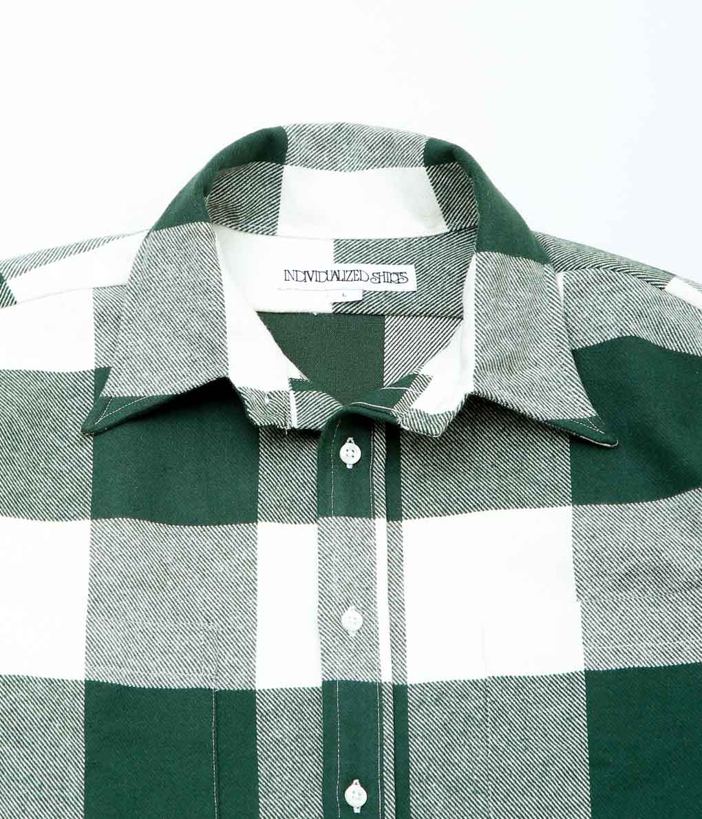 INDIVIDUALIZED SHIRTS ''HEAVY BLOCK PLAID OVER SHIRTS'' (GREEN BLOCK)