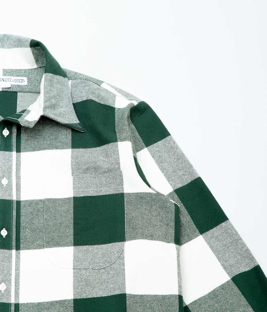 INDIVIDUALIZED SHIRTS ''HEAVY BLOCK PLAID OVER SHIRTS'' (GREEN BLOCK)