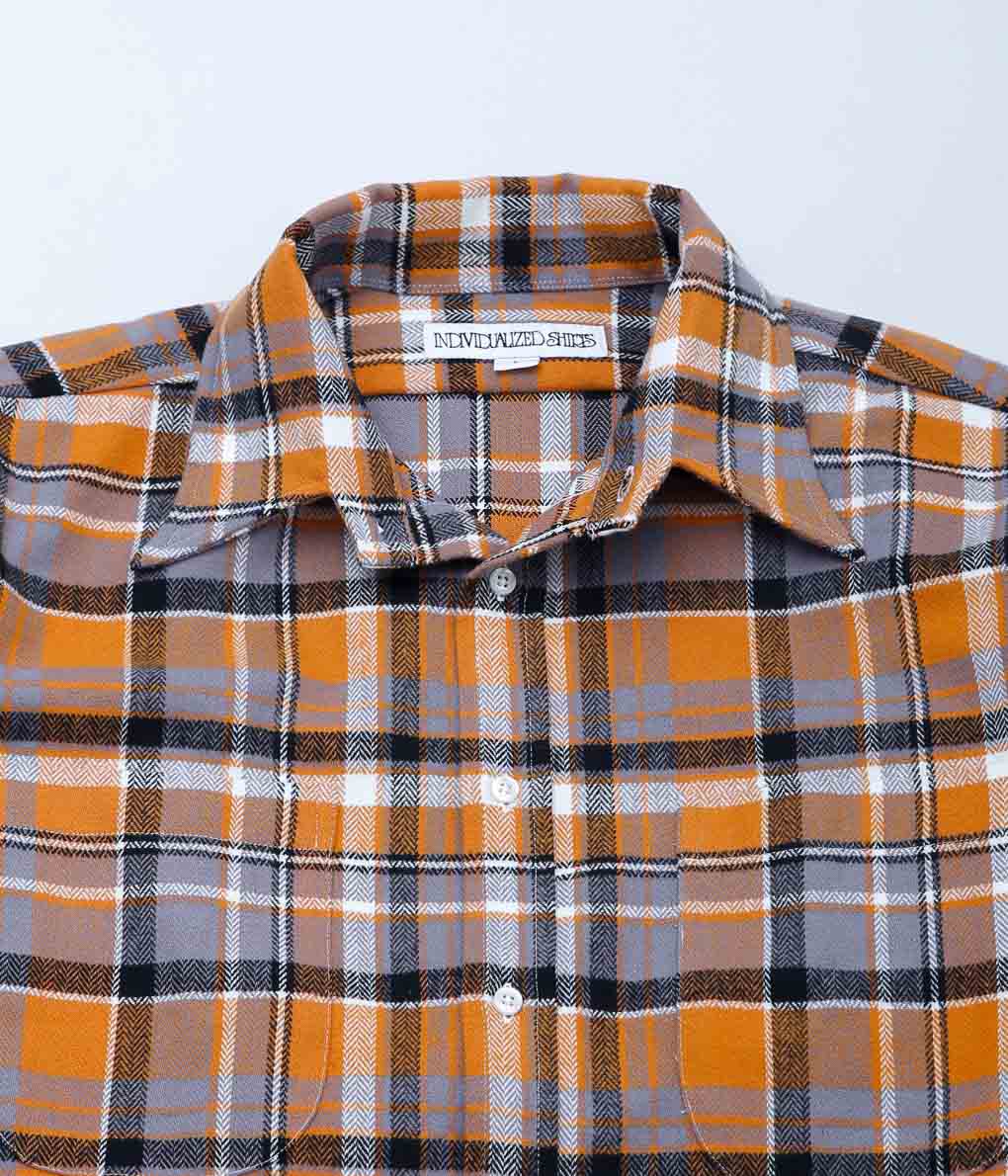 INDIVIDUALIZED SHIRTS ''HEAVY BLOCK PLAID OVER SHIRTS'' (ORANGE PLAID)