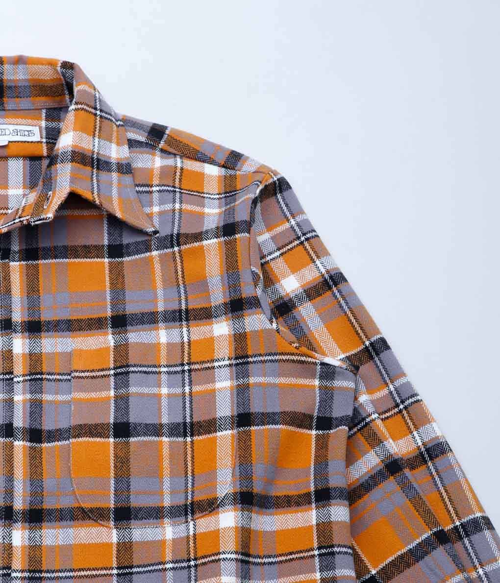 INDIVIDUALIZED SHIRTS ''HEAVY BLOCK PLAID OVER SHIRTS'' (ORANGE PLAID)