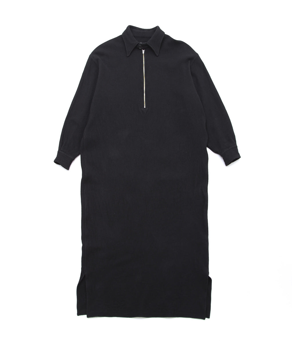 COMOLI ''Fleeced wool half-zip dress'' (BLACK)