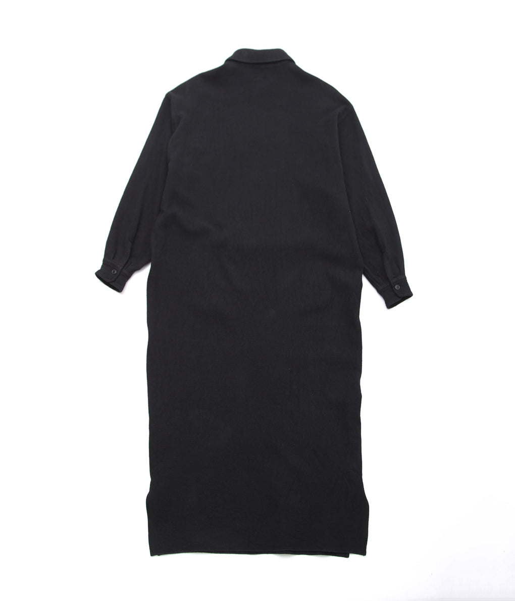 COMOLI ''Fleeced wool half-zip dress'' (BLACK)