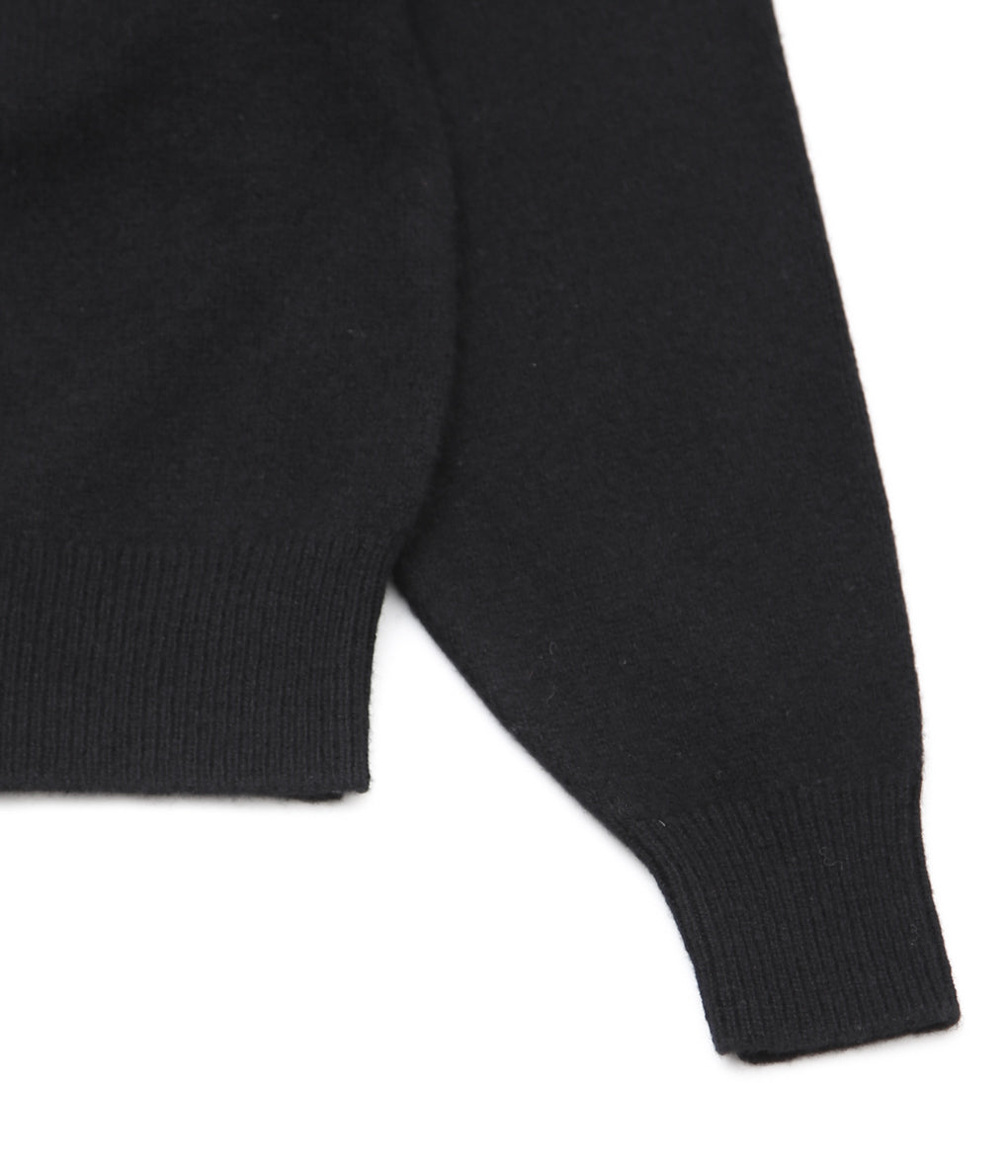 COMOLI ''WOMEN'S Lambswool Crew Neck Knit'' (BLACK)