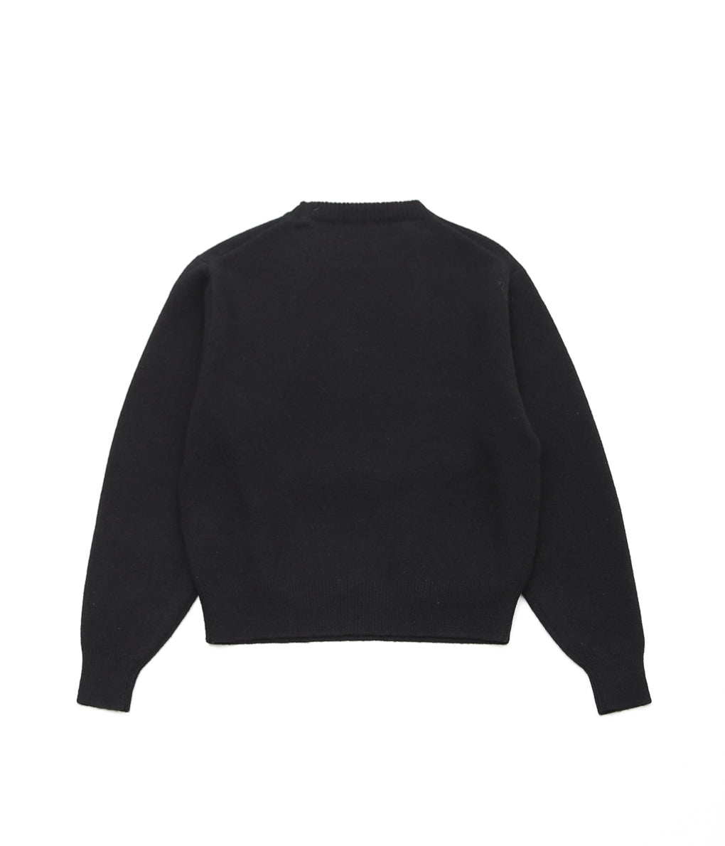 COMOLI ''WOMEN'S Lambswool Crew Neck Knit'' (BLACK)