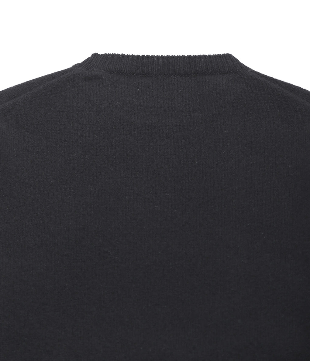 COMOLI ''WOMEN'S Lambswool Crew Neck Knit'' (BLACK)