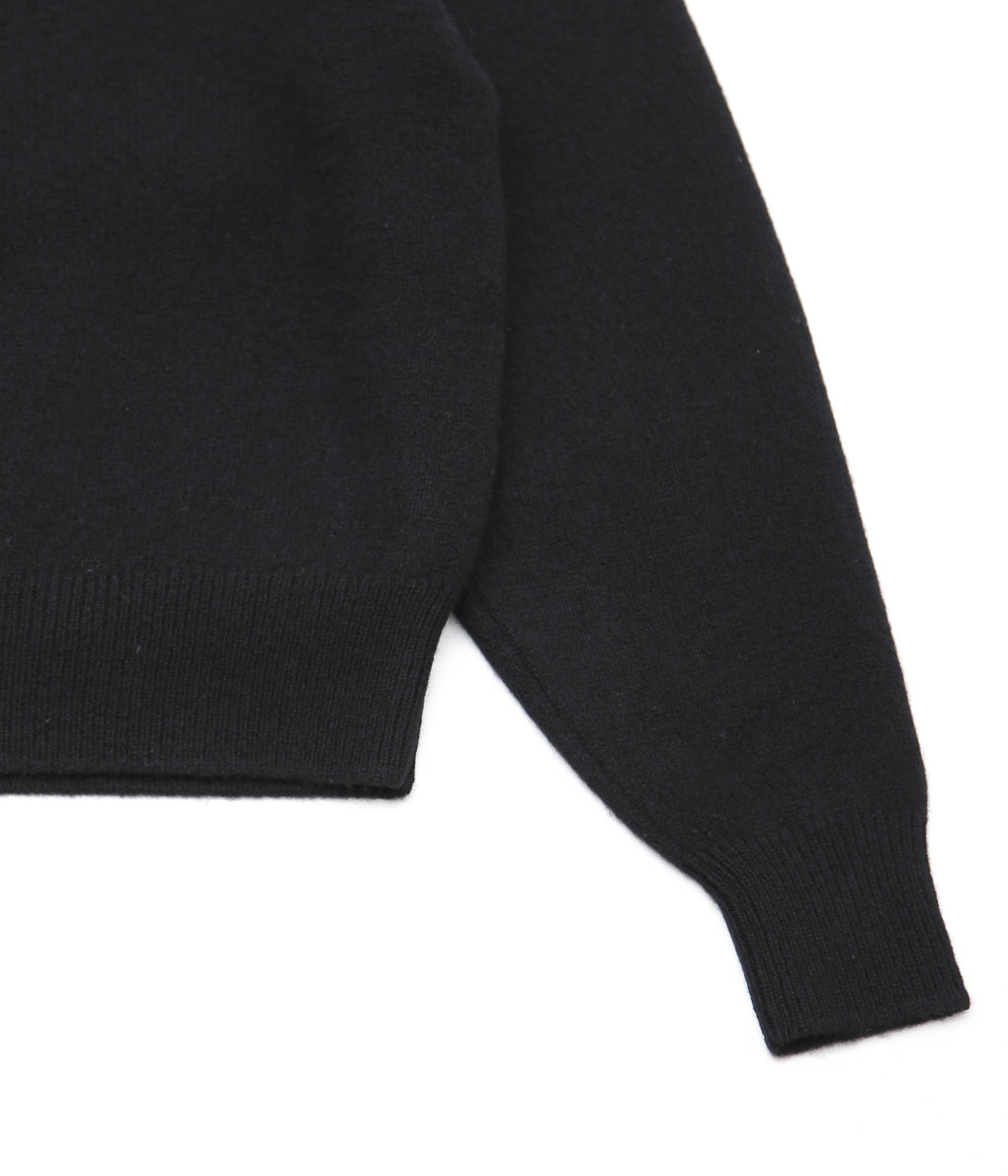 COMOLI ''WOMEN'S Lambswool Crew Neck Knit'' (BLACK)