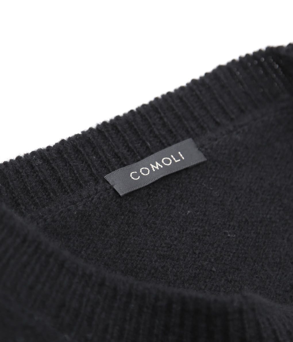 COMOLI ''WOMEN'S Lambswool Crew Neck Knit'' (BLACK)