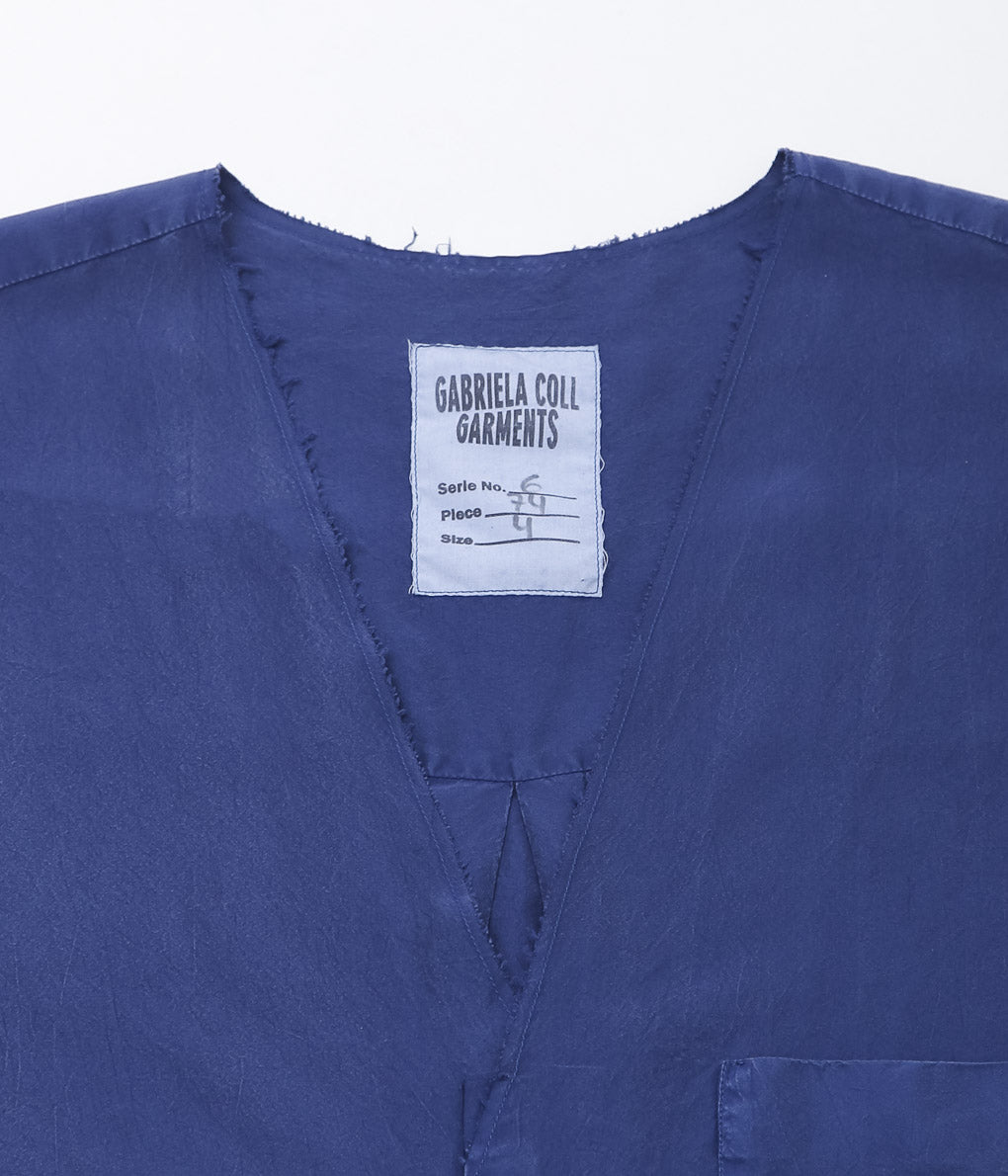 GABRIELA COLL GARMENTS ''NO.74 SILK PONGEE SLEEVELESS SHIRT'' (BLUE)