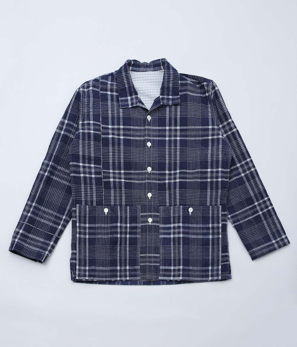 OLIVER CHURCH ''POCKETS SHIRT LINED (ANTIQUE KELSCH)'' (BLUE CHECK)