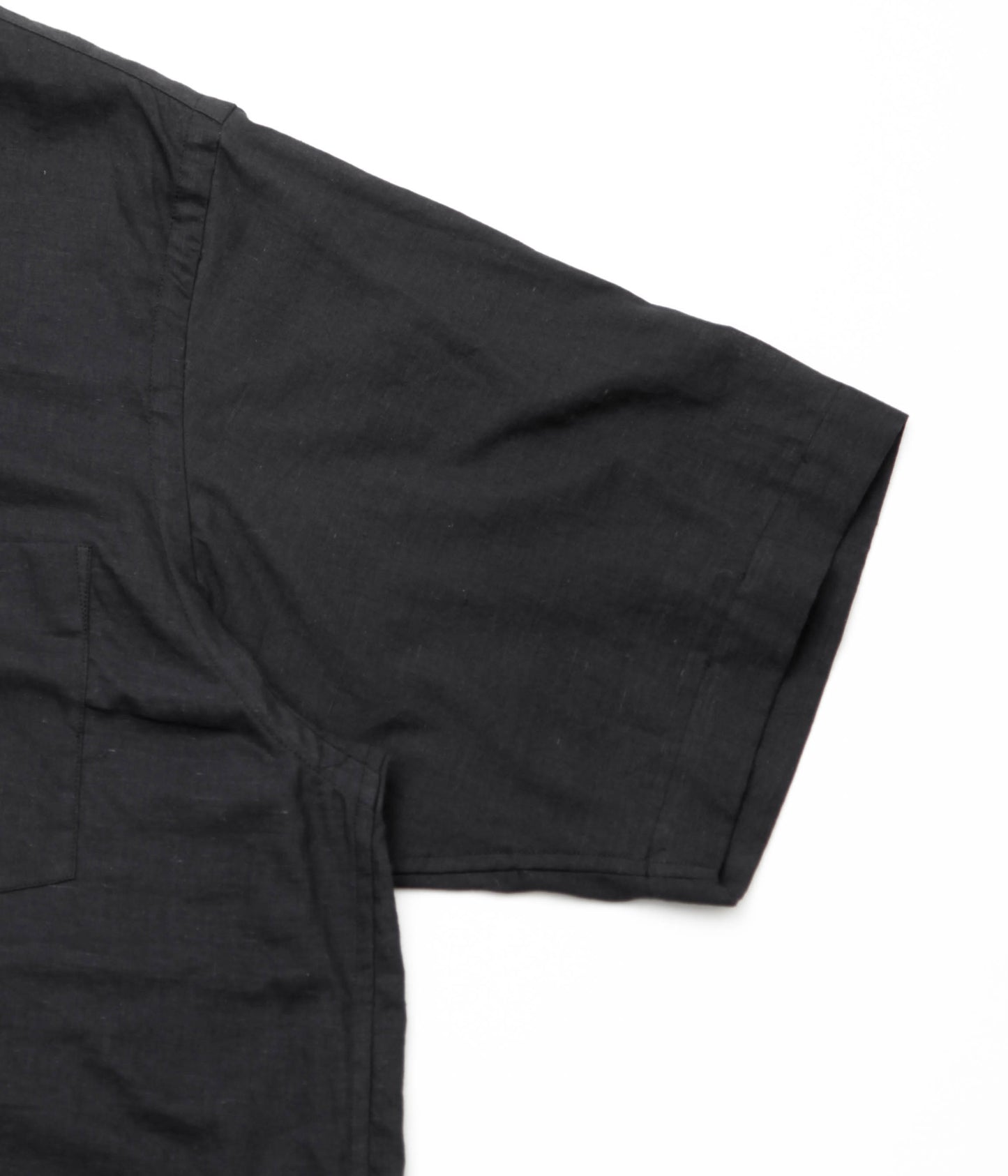 COMOLI''KHADIコットン半袖 オープンカラーシャツ''(BLACK)