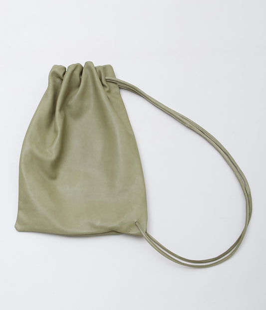 GABRIELA COLL GARMENTS ''NO.131 GATHERED CROSSED LEATHER BAG'' (OFF GREEN)