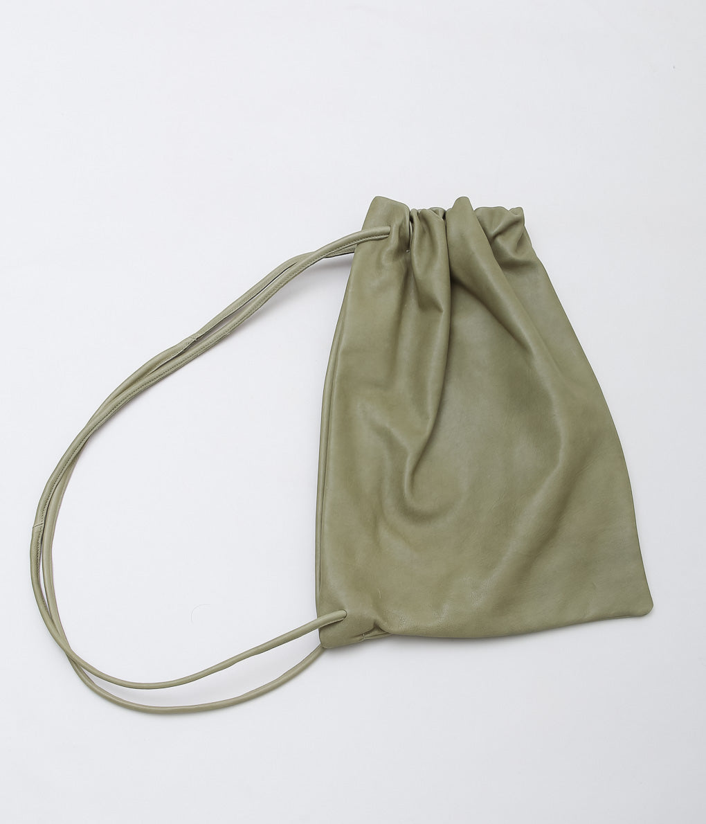 GABRIELA COLL GARMENTS ''NO.131 GATHERED CROSSED LEATHER BAG'' (OFF GREEN)