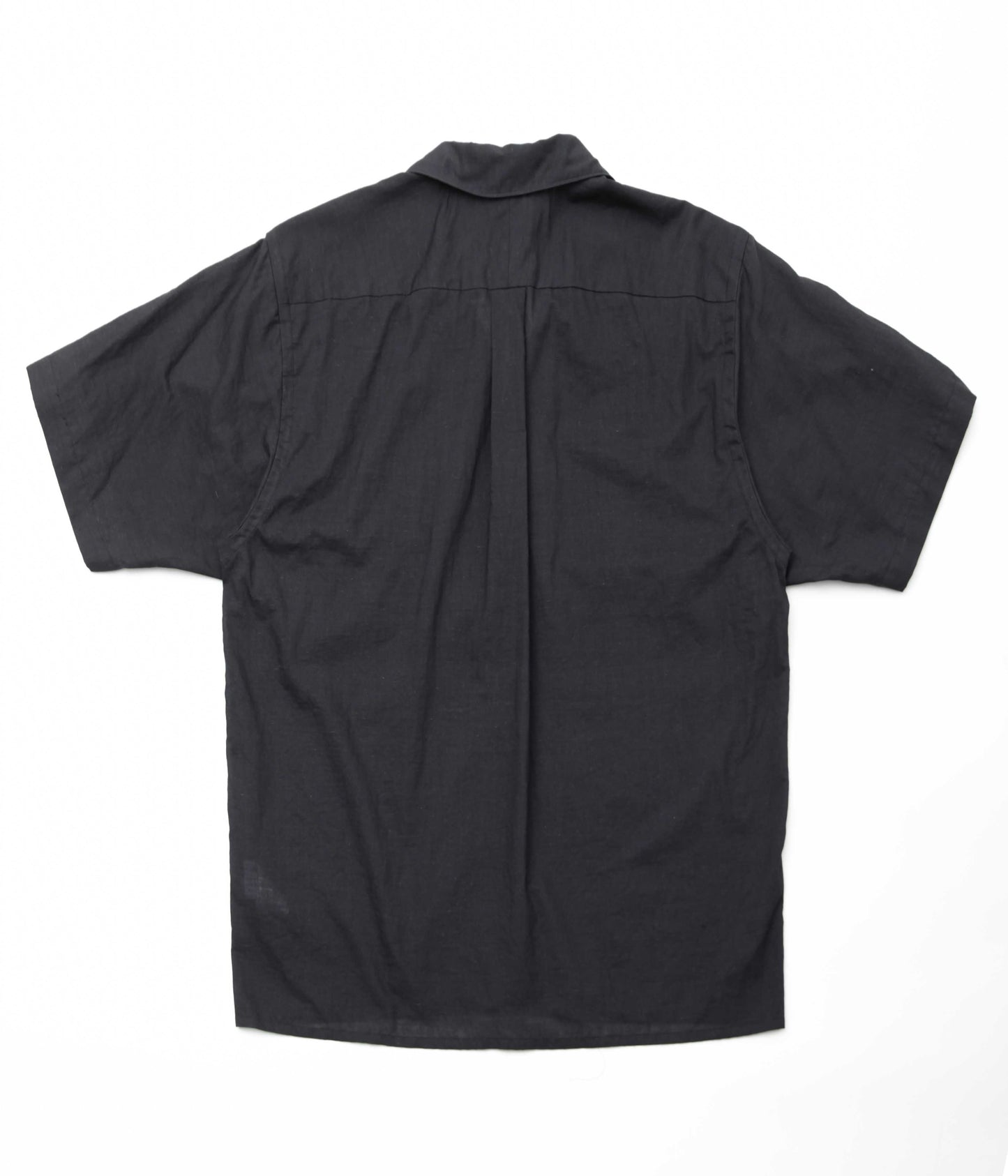 COMOLI''KHADIコットン半袖 オープンカラーシャツ''(BLACK)