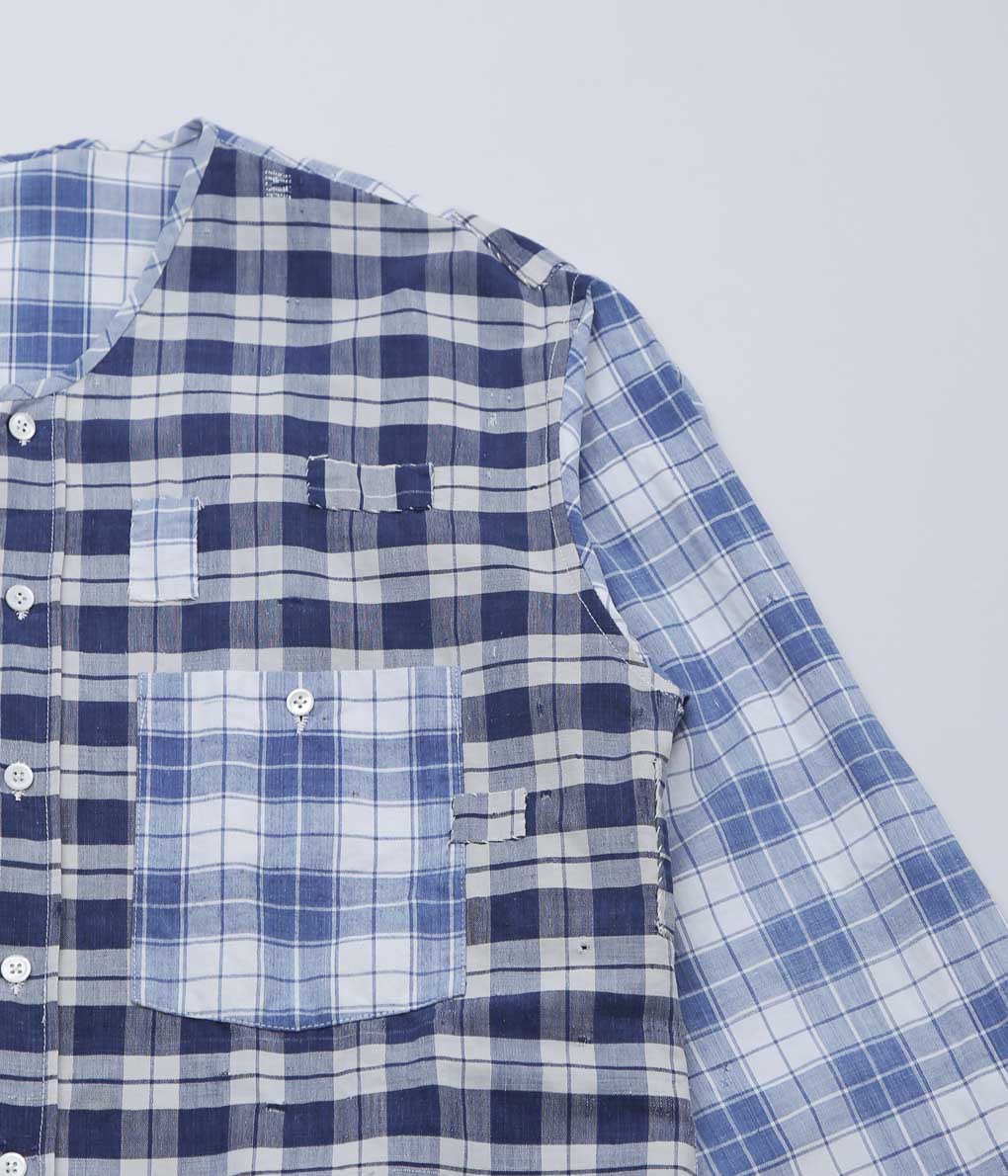 OLIVER CHURCH''SOFT SHIRT''(BLUE CHECKS/PLAID PATCH WORK)