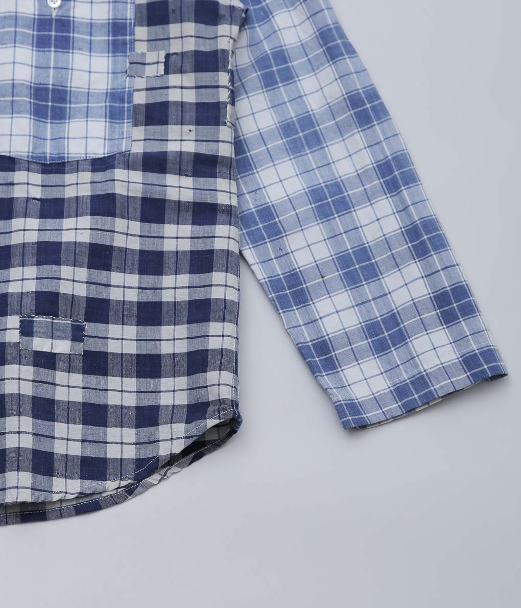 OLIVER CHURCH''SOFT SHIRT''(BLUE CHECKS/PLAID PATCH WORK)