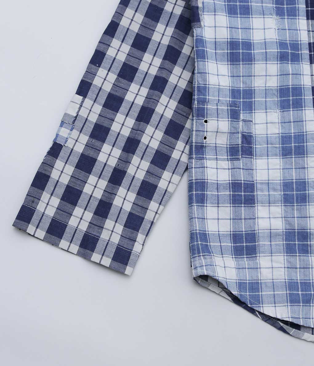 OLIVER CHURCH''SOFT SHIRT''(BLUE CHECKS/PLAID PATCH WORK)