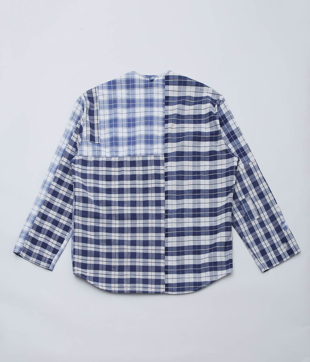 OLIVER CHURCH''SOFT SHIRT''(BLUE CHECKS/PLAID PATCH WORK)