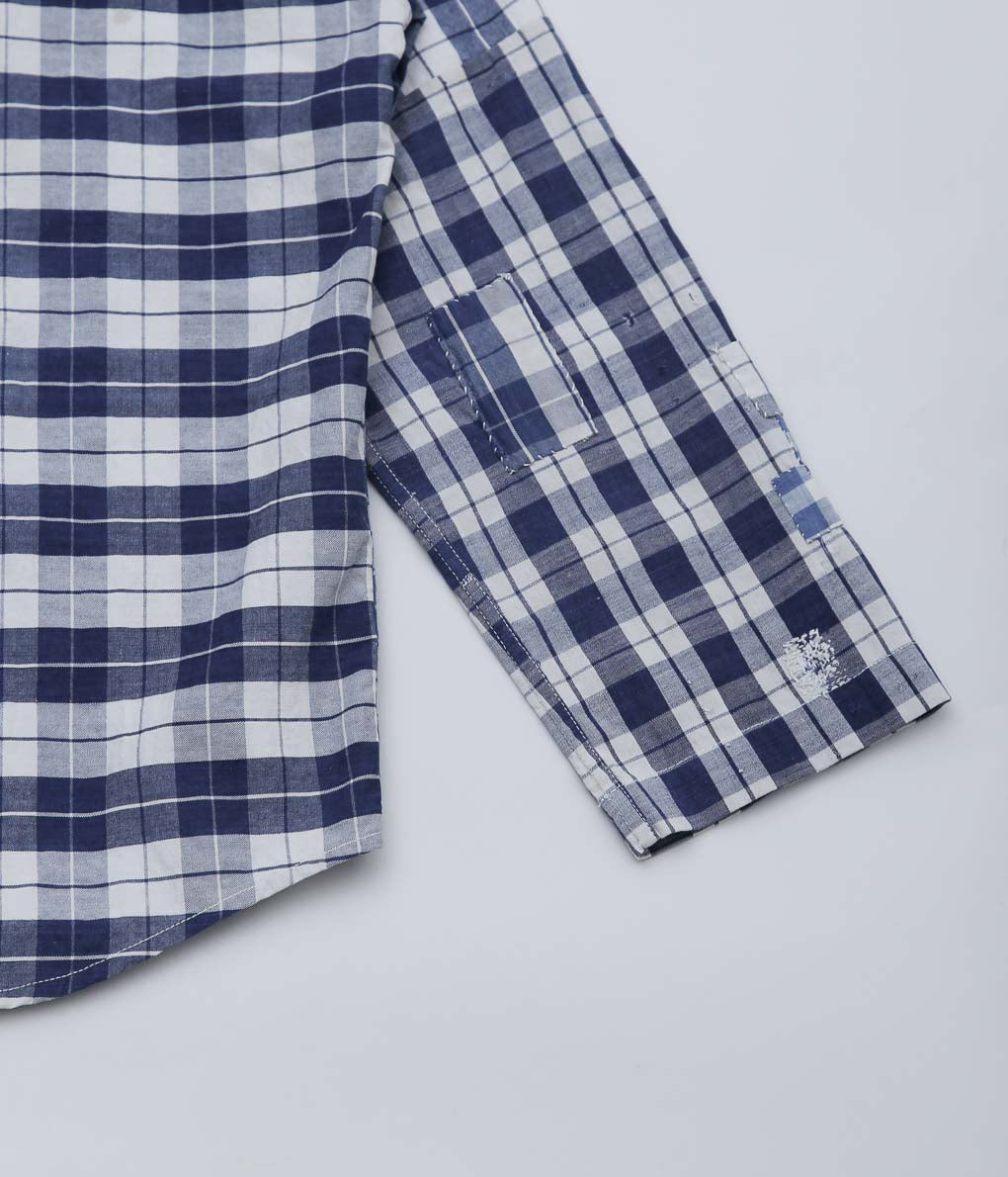 OLIVER CHURCH''SOFT SHIRT''(BLUE CHECKS/PLAID PATCH WORK)