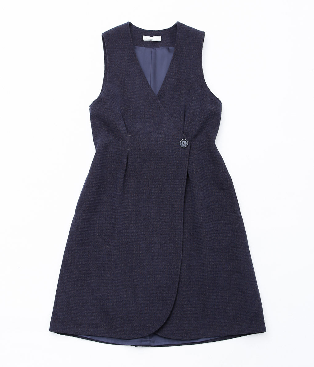 GORSCH ''WOOL RAYON VELVET BEUERIN WAIST COAT ONEPIECE (VINTAGE)'' (NAVY)