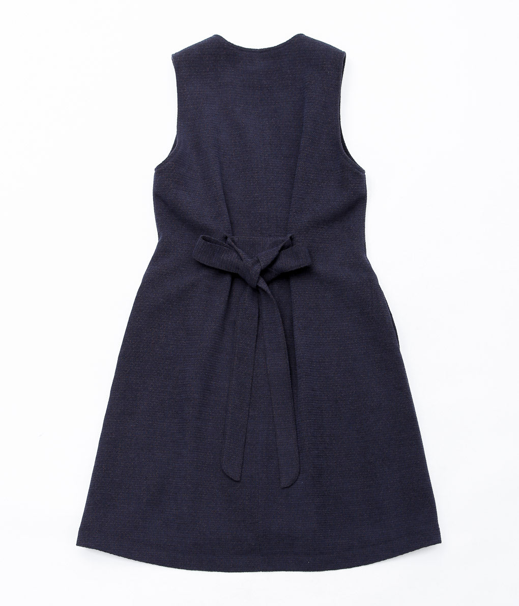 GORSCH ''WOOL RAYON VELVET BEUERIN WAIST COAT ONEPIECE (VINTAGE)'' (NAVY)