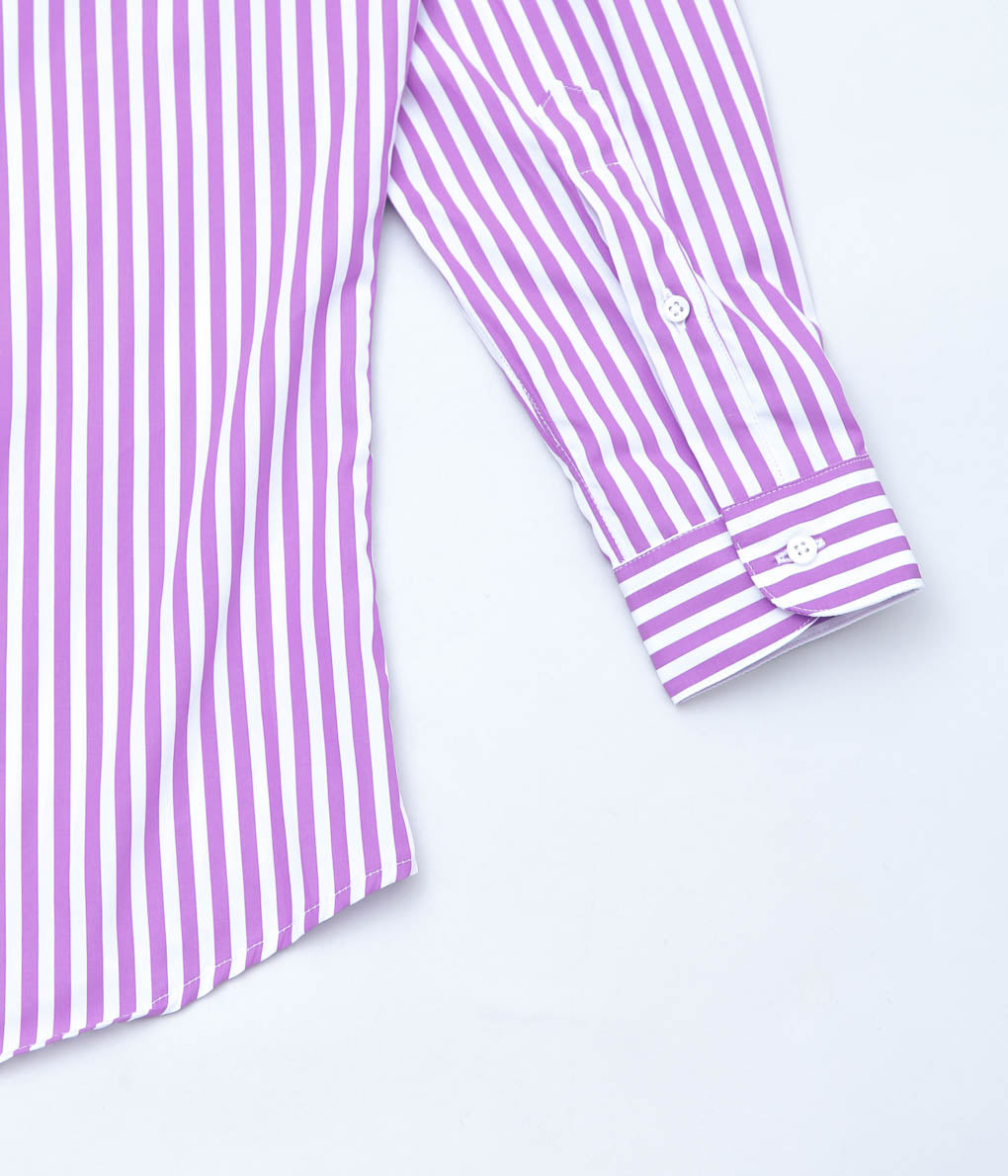 INDIVIDUALIZED SHIRTS ''LADIE'S REGULAR SHIRTS'' (BARBER STRIPE LILAC)