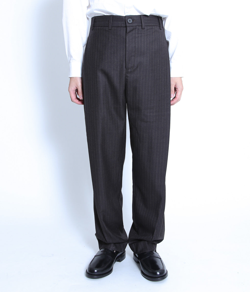 11/16終了。lea boberg　リアボバーグ　ネイビーストライプスラックス LEA BOBERG''D.P. TROUSERS (JAPANESE SUPER100'S WOOL 2/80)'' (BROWN
