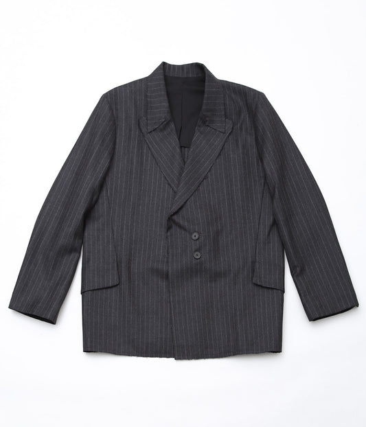 LEA BOBERG''R.P.L. BLAZER(DUGDALE BRITISH DEADSTOCK 100'S WOOL)''(GREY/WHITE STRIPE)