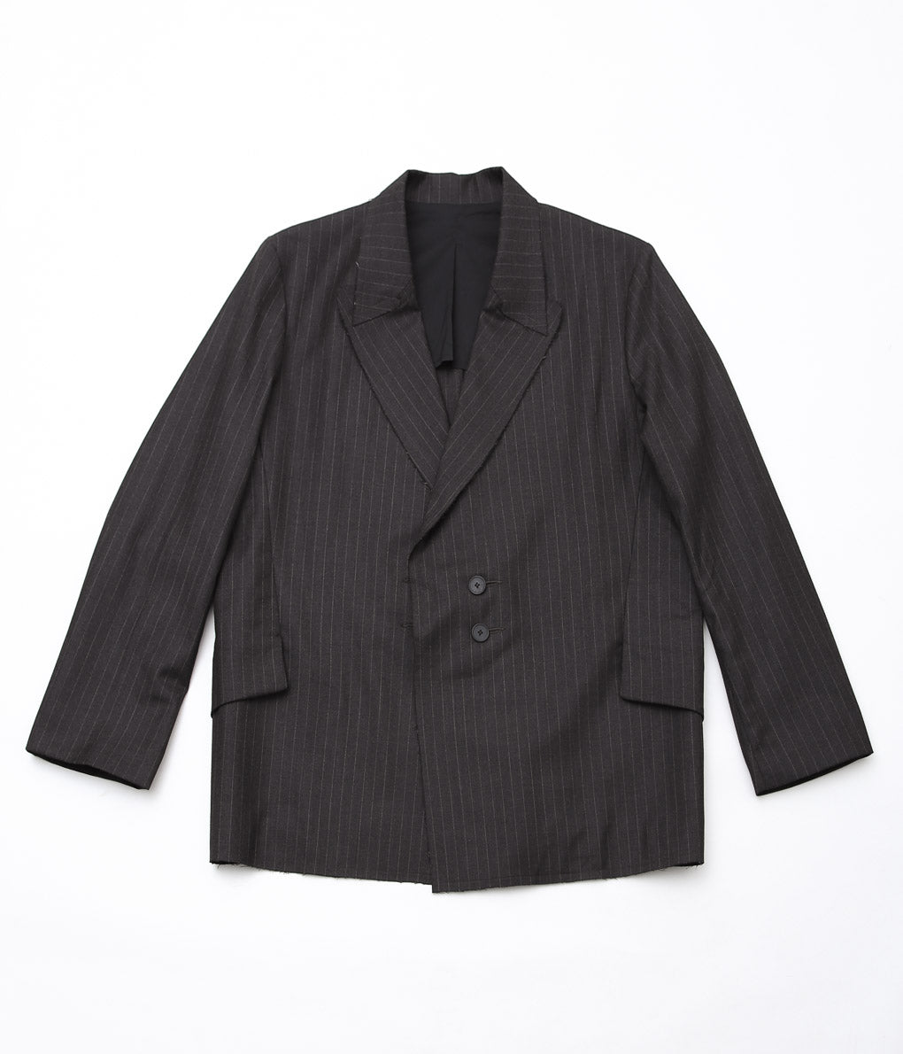 LEA BOBERG''R.P.L. BLAZER (JAPANESE SUPER100'S WOOL 2/80)'' (BROWN / WHITE STRIPE)