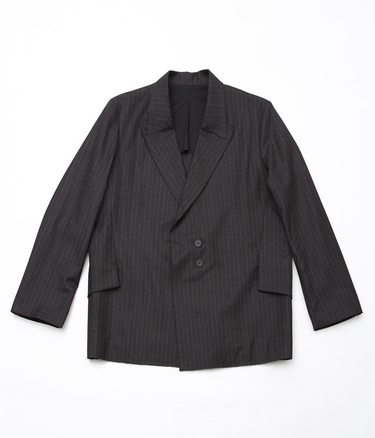 LEA BOBERG''R.P.L. BLAZER (JAPANESE SUPER100'S WOOL 2/80)'' (BROWN / WHITE STRIPE)