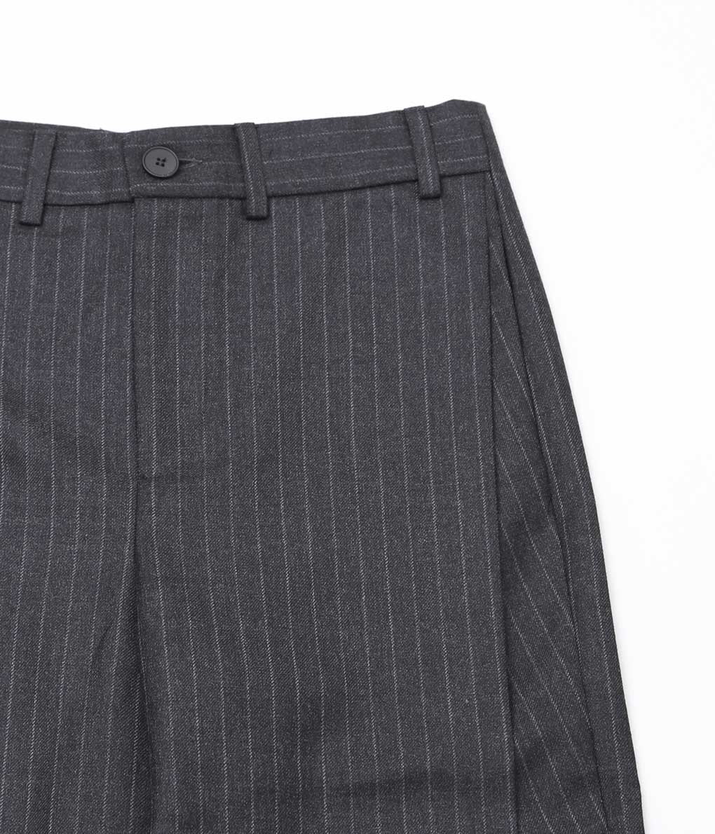 LEA BOBERG''D.P.TROUSERS (DUGDALE BRITISH DEADSTOCK 100'S WOOL)''(GREY/WHITE STRIPE)